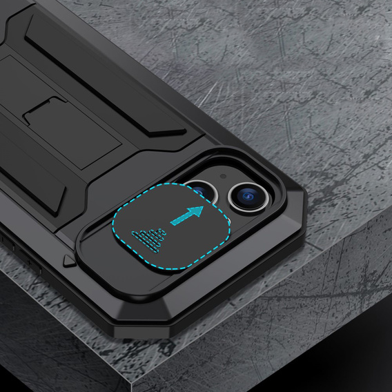 Páncélozott tok a iPhone 14, R-JUST CamShield Slide, fekete