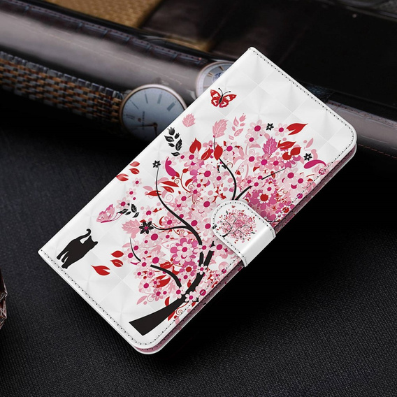 Pattintható tok a Oppo A17, Wallet Light Spots Decor, tree, fehér