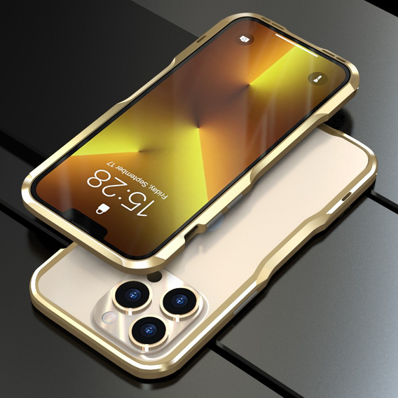 Teletok LUPHIE iPhone 13 Pro-hoz, Armor Bumper, arany