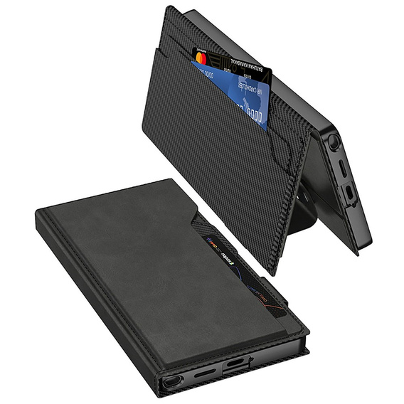 GKK kártyatartó flip tok Samsung Galaxy S26 Ultra készülékhez, szénfekete