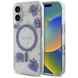 GUESS HC MagSafe műgyanta virágos és csillogó tok iPhone 16-hoz