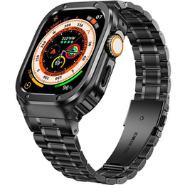 Acél karkötő tokkal Apple Watch 7/8/9 45MM, Fekete