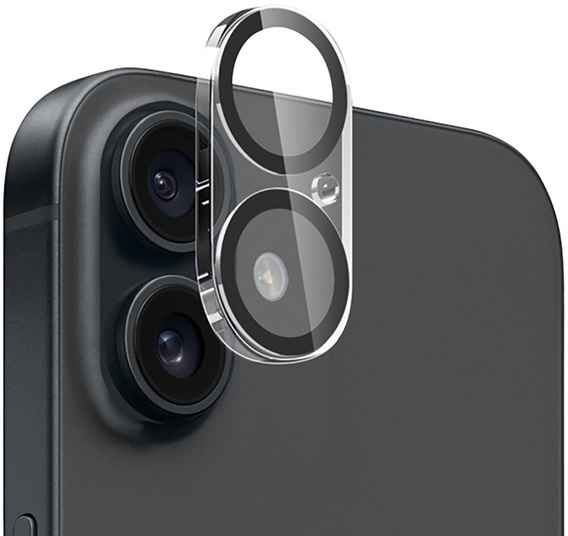 Edzett kameraüveg iPhone 16 / 16 Plus, fekete