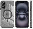 Tok iPhone 16-hoz, ERBORD Glitter MagSafe, fekete + képernyőüveg