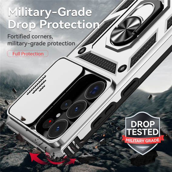 Páncélozott tok állvánnyal és lencsefedéllel a Samsung Galaxy S26 Ultra készülékhez