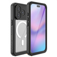 Redpepper tok iPhone 17 Pro készülékhez, IP68 vízálló, MagSafe, átlátszó, fekete oldallapokkal