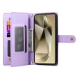 Pattintható tok a Samsung Galaxy S25 Ultra, Wallet Zipper Pocket, lila