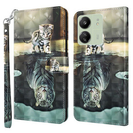 Pattintható tok a Xiaomi Redmi 13C / Poco C65, Wallet, Cat & Tiger