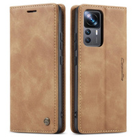 CASEME tok Xiaomi 12T / 12T Pro, Leather Wallet Case, barna