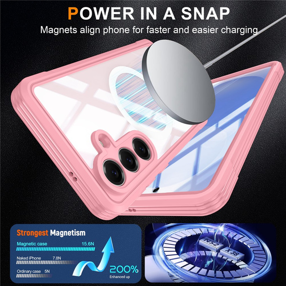 Üveges, ütésálló tok, MagSafe-kompatibilis, Samsung Galaxy S26 Plus készülékhez, rózsaszín