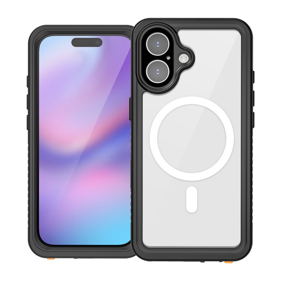 Redpepper tok iPhone 17 készülékhez, IP68 vízálló, MagSafe-hoz, átlátszó, fekete oldallapokkal