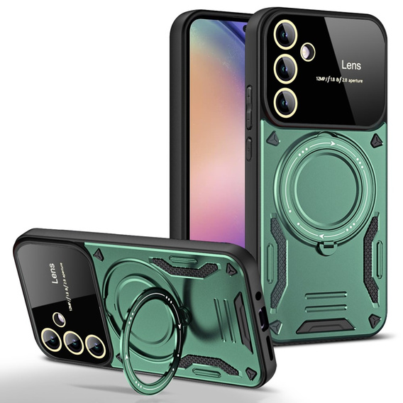 Páncélozott tok a Samsung Galaxy A55 5G készülékhez, Magnetic Ring, zöld