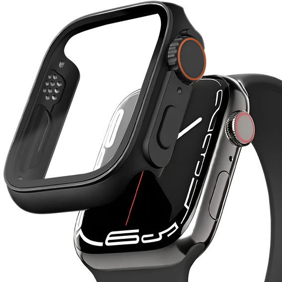 2w1 Etui + Szkło Hartowane do Apple Watch 7/8 41MM, Czarne/Czerwone