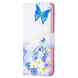 Pattintható tok a Samsung Galaxy M34, Wallet, butterfly & flowers, fehér
