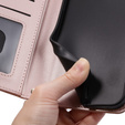 Flap tok iPhone 16 Pro, Rhombus Crossbody Leather, rózsaszín rose gold