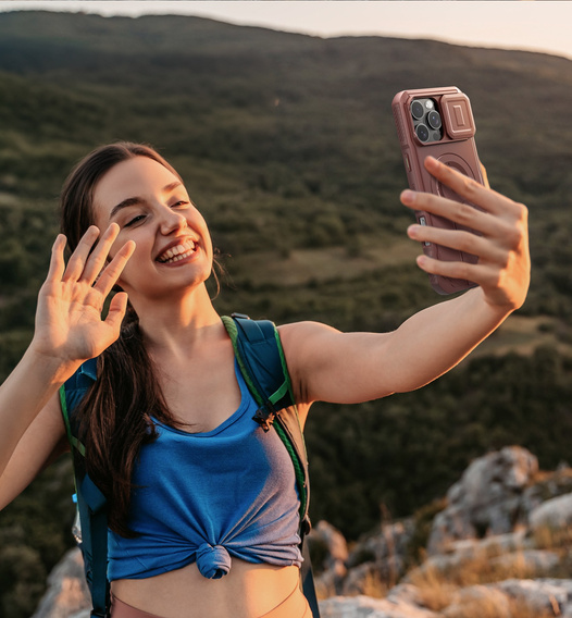 Páncélozott tok iPhone 16 Pro Max készülékhez, Dexnor CamProtect MagSafe, piros