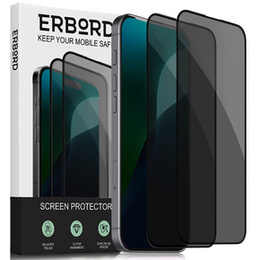 2x edzett adatvédelmi üveg iPhone 17 Pro/17/16 Pro-hoz, ERBORD Anti-Spy