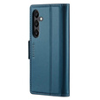Tok Samsung Galaxy A55, ERBORD Glossy Litchi, pénztárca patenttal, kék