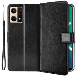 Pattintható tok a Oppo Reno7 4G, Crazy Horse Wallet, fekete