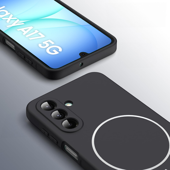Szilikon tok Samsung Galaxy A17 5G, MagSafe-hoz, fekete