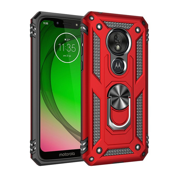 Páncélozott telefontok a Motorola Moto G7 Power, Nox Case Ring, piros