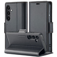 Tok Samsung Galaxy A55, ERBORD Glossy Litchi, pénztárca patenttal, fekete