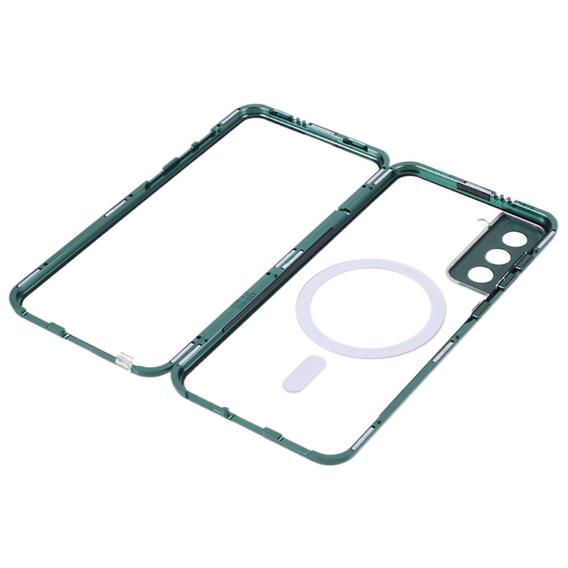Magnetic Dual Glass MagSafe tok Samsung Galaxy S21+ Plus, zöld