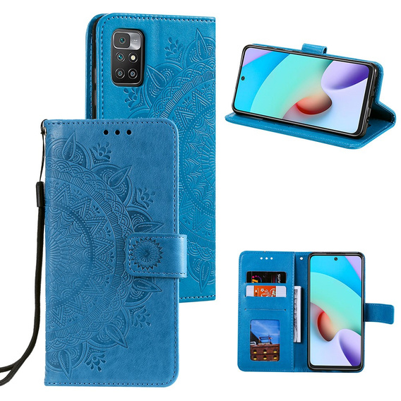Pattintható tok a Xiaomi Redmi 10, Mandala, kék