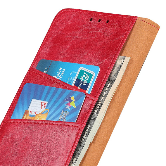 Pattintható tok a Samsung Galaxy S25 Edge, Crazy Horse Wallet, piros