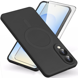 A tok Samsung Galaxy S25 Edge, Silicone Lite, fekete + 9H üveg