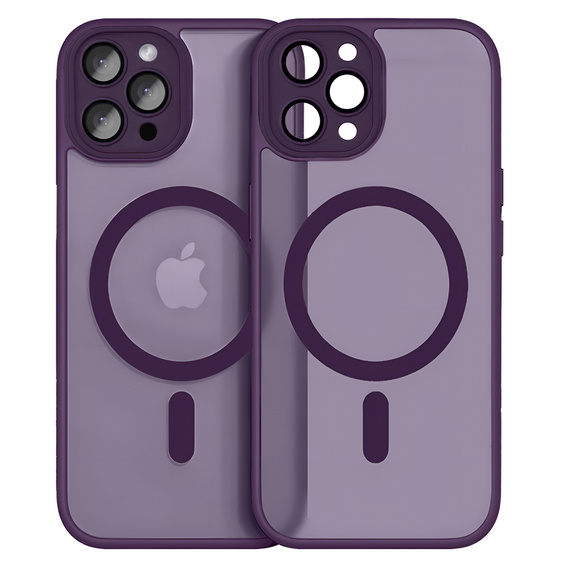 Tok iPhone 16 Pro Max-hoz, MagSafe, ERBORD Matt Case, sötétlila + képernyőüveg