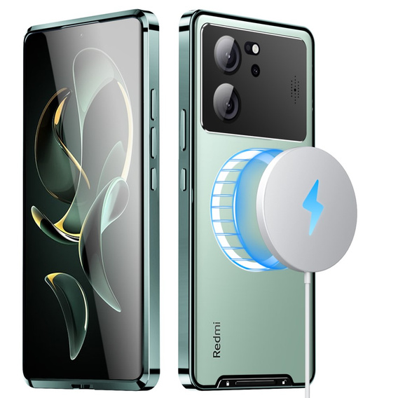 Kameravédő tok Xiaomi 13T / 13T Pro, CamShield MagSafe, átlátszó / zöld