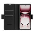 Tok Oppo Reno 12, ERBORD Glossy Litchi, pénztárca patenttal, fekete