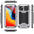 Tojás iPhone 14 Plus, R-JUST CamShield Slide, páncélozott, ezüst / fekete