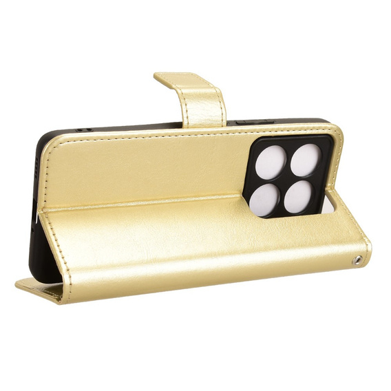 Pattintható tok a Xiaomi 14T Pro, Crazy Horse Wallet, arany