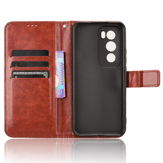 Pattintható tok a Oppo Reno 12, Crazy Horse Wallet, barna