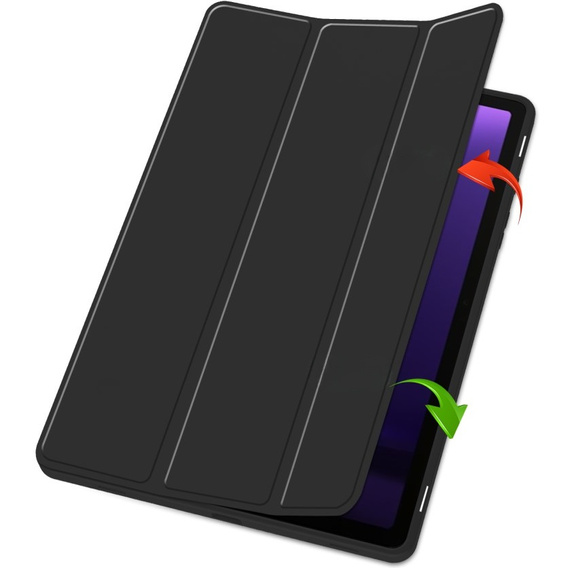 Tok Samsung Galaxy Tab S10 FE+ Plus, Smartcase tolltartóval, fekete