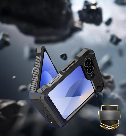 Páncélozott tok Samsung Galaxy Z Flip7 FE / Z Flip6 készülékhez, Dexnor Clip Holder, fekete