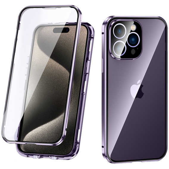 Tok iPhone 15 Pro Max, Magnetic Dual Glass, lila