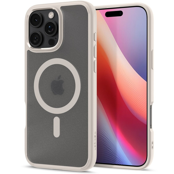 MagSafe Spigen tok iPhone 16 Pro Max, Ultra Hybrid, átlátszó / titánium + 9H edzett üveg