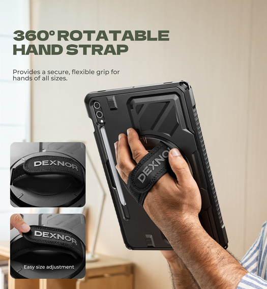 Dexnor 360° tok szíjjal és tolltartóval Samsung Galaxy Tab S9+ / S10+ készülékhez