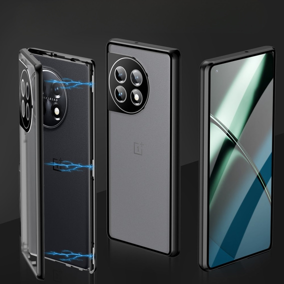 Tok OnePlus 11 5G, Magnetic Dual Glass, fekete