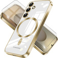 Tok Samsung Galaxy S25-hoz, Electro MagSafe, arany + üveg a képernyőhöz