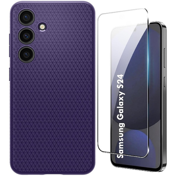 A Spigen tok Samsung Galaxy S24, Liquid Air, lila + 9H edzett üveghez