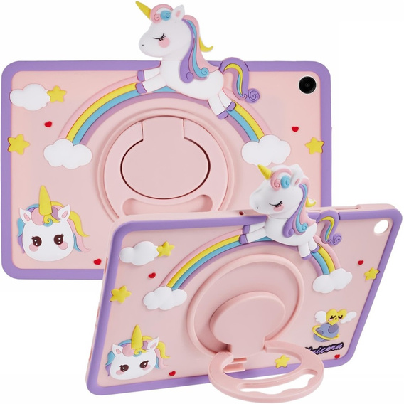 Gyermek tok Samsung Galaxy Tab A9+, Cute Patterns, állvánnyal, rózsaszín