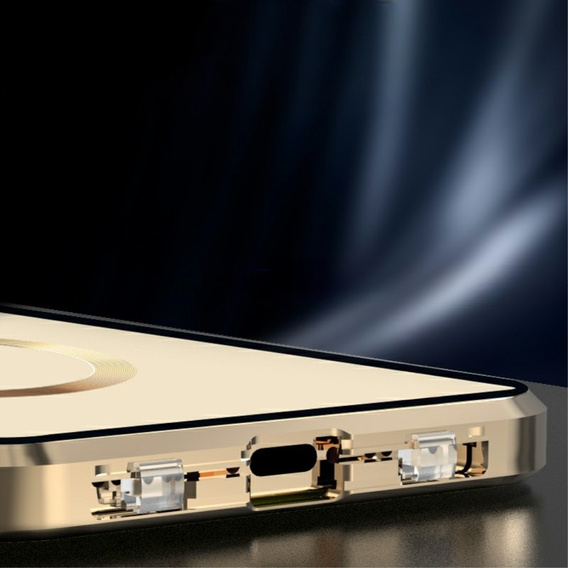 Magnetic Dual Glass MagSafe tok iPhone 15, arany