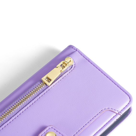 Pattintható tok a Oppo A38 / A18 4G, Wallet Zipper Pocket, lila