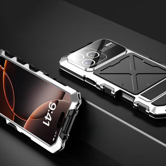 Páncélozott tok a iPhone 16 Pro, R-JUST, ezüst