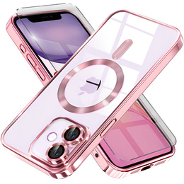 Tok iPhone 11-hoz, Electro MagSafe, rózsaszín + üveg a képernyőhöz