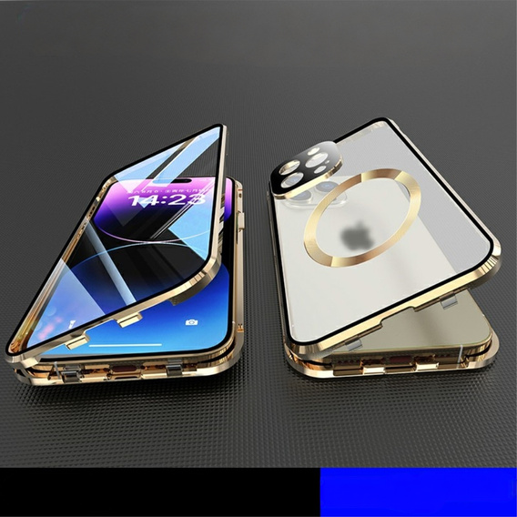 Magnetic Dual Glass MagSafe tok iPhone 15, arany